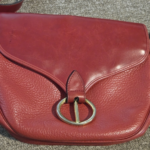 Dior Red and Gold Crossbody Bag with Grained Leather & Dior Earrings. - Picture 2 of 16